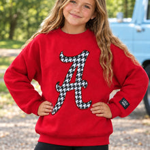 Load image into Gallery viewer, KIDS LULU MAC HOUNDSTOOTH SWEATSHIRT - CRIMSON