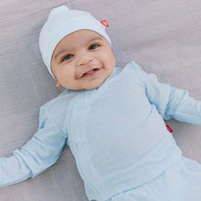 Load image into Gallery viewer, MAGNETIC ME - PREEMIE PIN DOT BLUE KIMONO HAT SET - 3pc SET