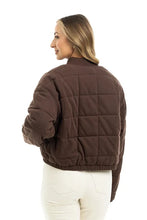 Load image into Gallery viewer, CHOCOLATE BROWN CHOPPED QUILTED BOMBER JACKET