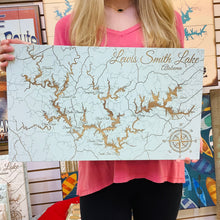 Load image into Gallery viewer, SEAGLASS SMITH LAKE LASER CUT MAP 11¼" X 19"