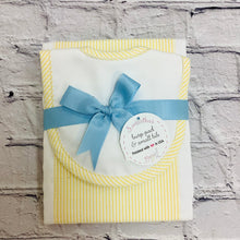 Load image into Gallery viewer, SEERSUCKER YELLOW STRIPE BIB & BURP SET