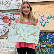 Load image into Gallery viewer, SEAGLASS SMITH LAKE LASER CUT MAP 11¼" X 19"