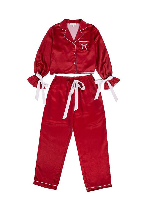 RIBBONS AND BOWS PJ SET - RED