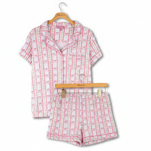 Load image into Gallery viewer, 2 PC PINK BOW STRIPE PJ SET
