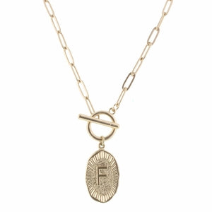 GOLD STAMP INITIAL NECKLACE