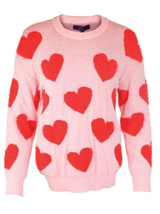 Hearts Fuzzy Long Sleeve Sweatshirt