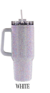 WHITE SEQUIN TUMBLER 30oz.