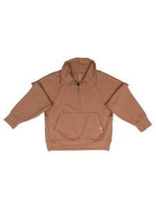 HALF ZIP RAGLAND - UMBER