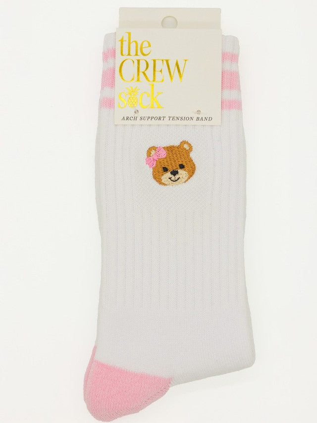 BEAR EMBROIDERY CREW SOCK