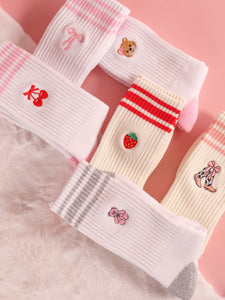 BEAR EMBROIDERY CREW SOCK