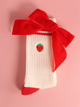 Load image into Gallery viewer, STRAWBERRY EMBROIDERY CREW SOCK
