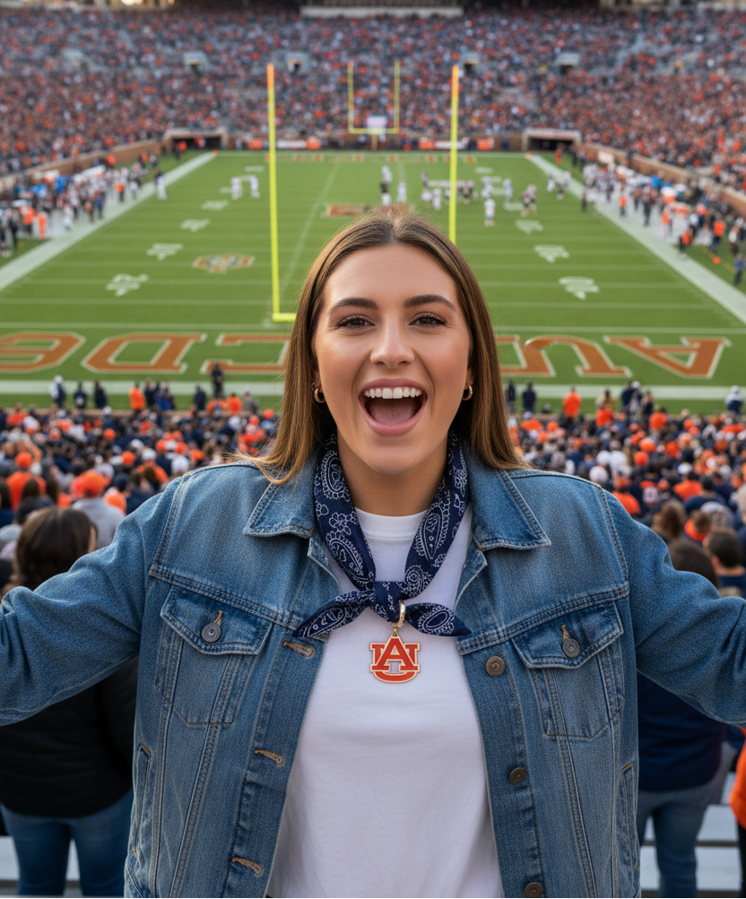 AU LOGO CHARM BANDANA SCARF NECKLACE