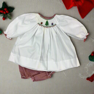 CHRISTMAS TREE SMOCKED DRESS