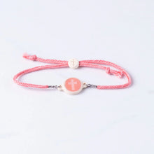 Load image into Gallery viewer, TAP TO PRAY™ SURVIVOR SERIES HANDMADE BRACELET - CORAL + CROSS
