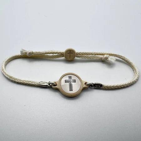 TAP TO PRAY™ SURVIVOR SERIES HANDMADE BRACELET - VANILLA + CROSS