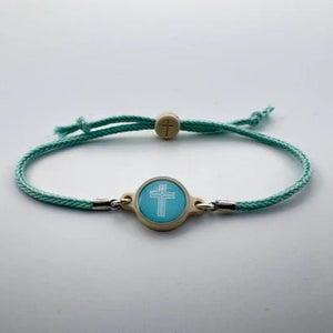 TAP TO PRAY™ SURVIVOR SERIES HANDMADE BRACELET - SEAFOAM + CROSS