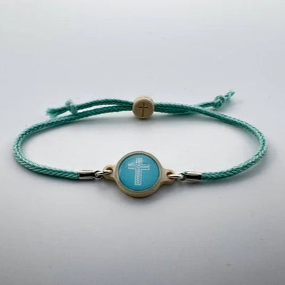 TAP TO PRAY™ SURVIVOR SERIES HANDMADE BRACELET - SEAFOAM + CROSS