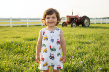 Load image into Gallery viewer, TRACTOR FRIENDS SLEEVELESS SHORTIE ROMPER
