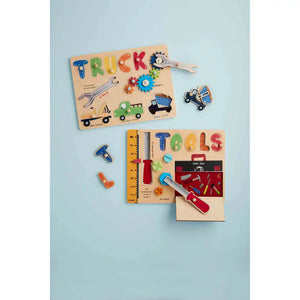 TRUCKS BUSY BOARD WOOD PUZZLE