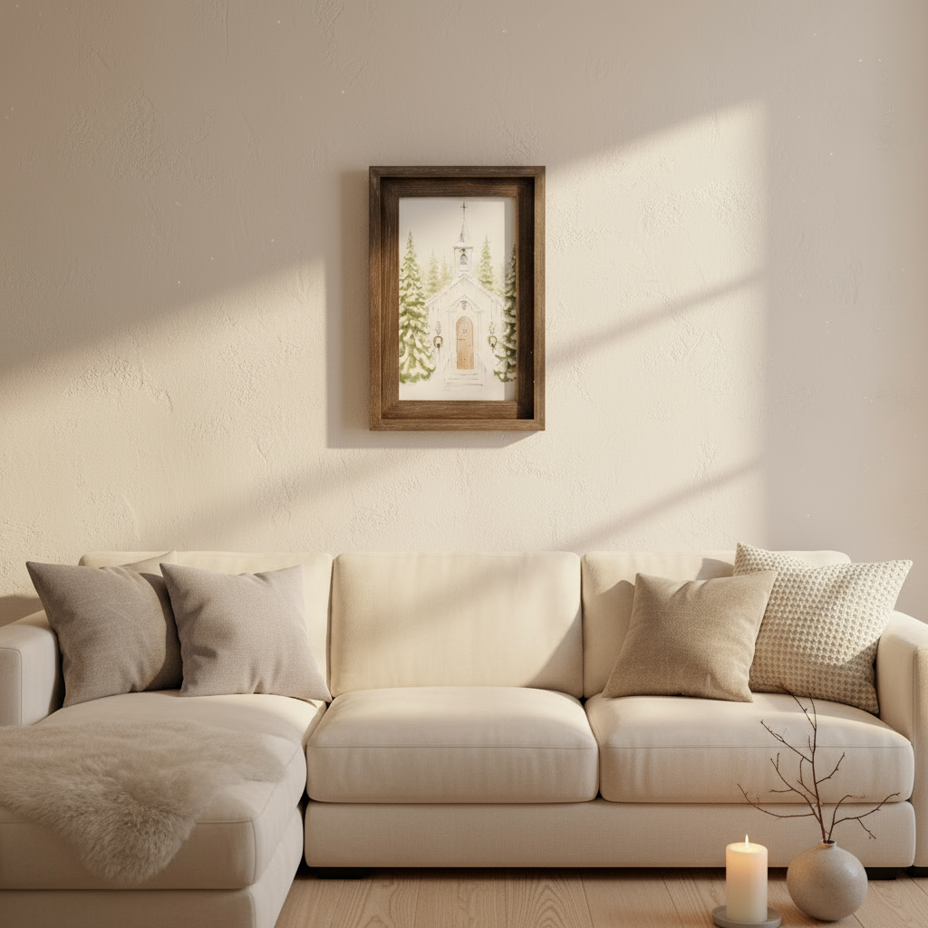 CHRISTMAS CHURCH FRAMED CANVAS