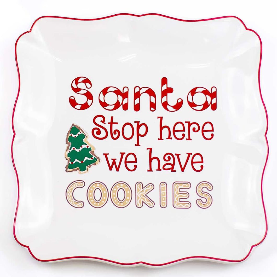SANTA STOP HERE COOKIE PLATTER
