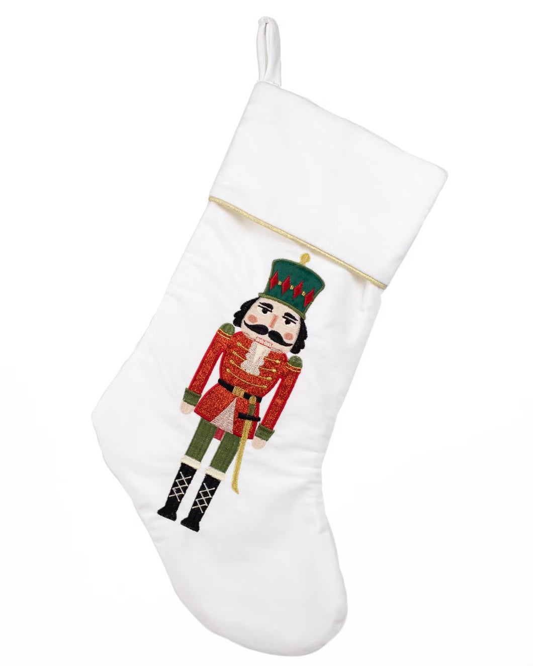 CHARLES NUTCRACKER CHRISTMAS STOCKING - WHITE/RED