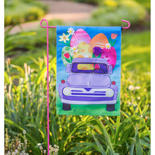 Load image into Gallery viewer, EASTER EGG TRUCK GARDEN BURLAP FLAG
