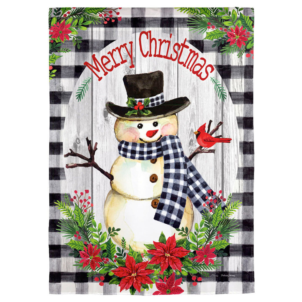 COUNTRY PLAID SNOWMAN  - GARDEN FLAG