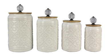 QUATREFOIL CERAMIC CANISTER 4pc. SET