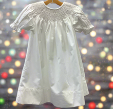 Load image into Gallery viewer, PEARL SMOCKED LONG WHITE DRESS
