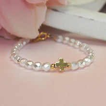 Load image into Gallery viewer, FANCY PEARL GOLDEN CROSS BRACELET
