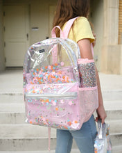 Load image into Gallery viewer, FLOWER SHOP CONFETTI CLEAR BACKPACK
