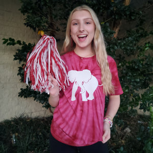 WHITE GLITTER ELEPHANT TIE-DYE TEE