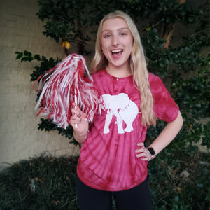 WHITE GLITTER ELEPHANT TIE-DYE TEE