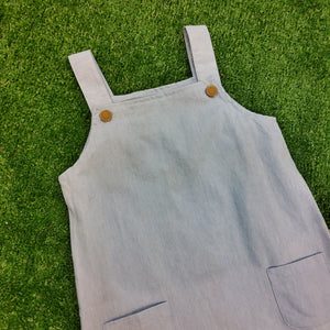 CHAMBRAY JUMPER DRESS WITH POCKETS