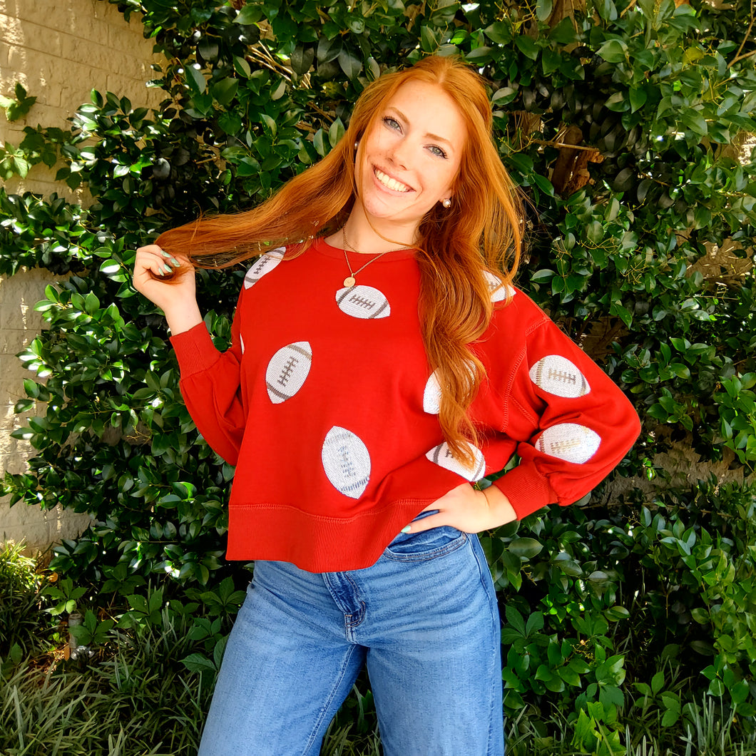 MILLIE FOOTBALL SWEATSHIRT CRIMSON & WHITE