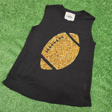 Load image into Gallery viewer, GOLD FOOTBALL BLACK GLITTER TANK
