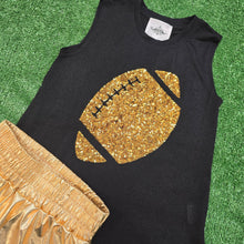 Load image into Gallery viewer, GOLD FOOTBALL BLACK GLITTER TANK
