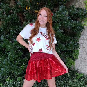 CHEER SHIRT - RED & WHITE