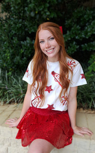 CHEER SHIRT - RED & WHITE