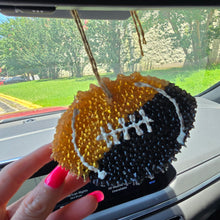 Load image into Gallery viewer, BLACK &amp; GOLD FOOTBALL CAR FRESHIE
