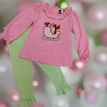 Load image into Gallery viewer, CHRISTMAS SLEIGH RUFFLE PANT SET
