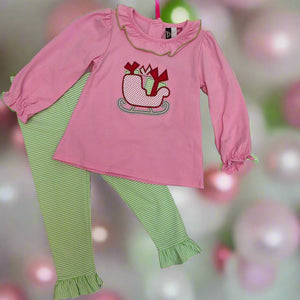 CHRISTMAS SLEIGH RUFFLE PANT SET