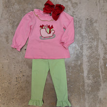 Load image into Gallery viewer, CHRISTMAS SLEIGH RUFFLE PANT SET
