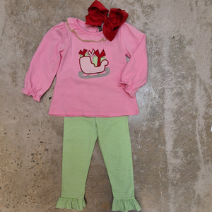 CHRISTMAS SLEIGH RUFFLE PANT SET