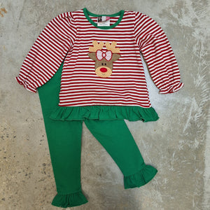 REINDEER RUFFLE PANT SET