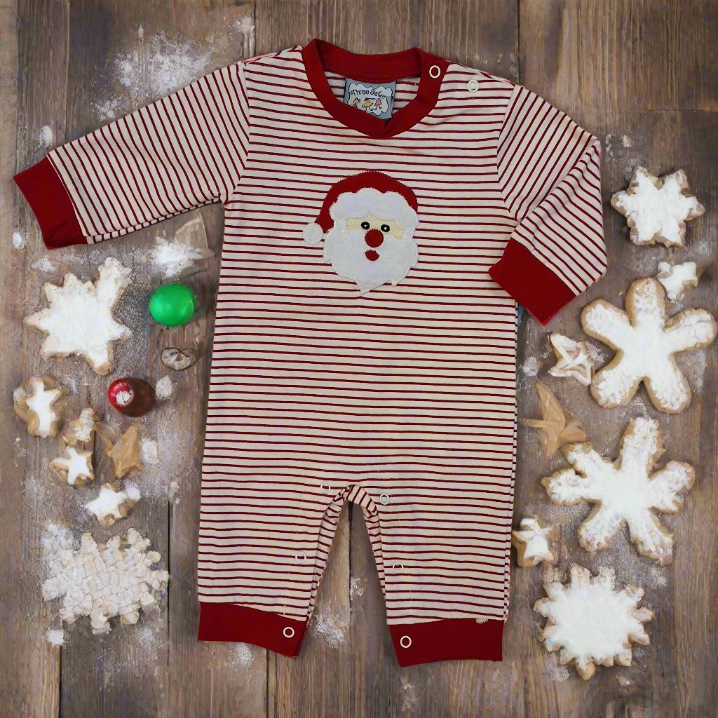 SANTA APPLIQUE BOYS ROMPER