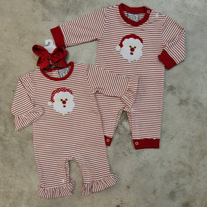 SANTA APPLIQUE GIRLS ROMPER