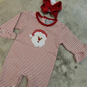 SANTA APPLIQUE GIRLS ROMPER