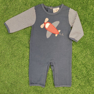 AIRPLANE APPLIQUE BOYS ROMPER